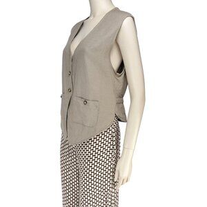 VINTAGE Ligth Academia Neutral Vest Beige Preppy Boho chic‎ Equestrian Jewel S